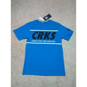 NWT Crooks and Castles Shirt Size Small Blue Mens Cant Stop the Crooks Spell Out